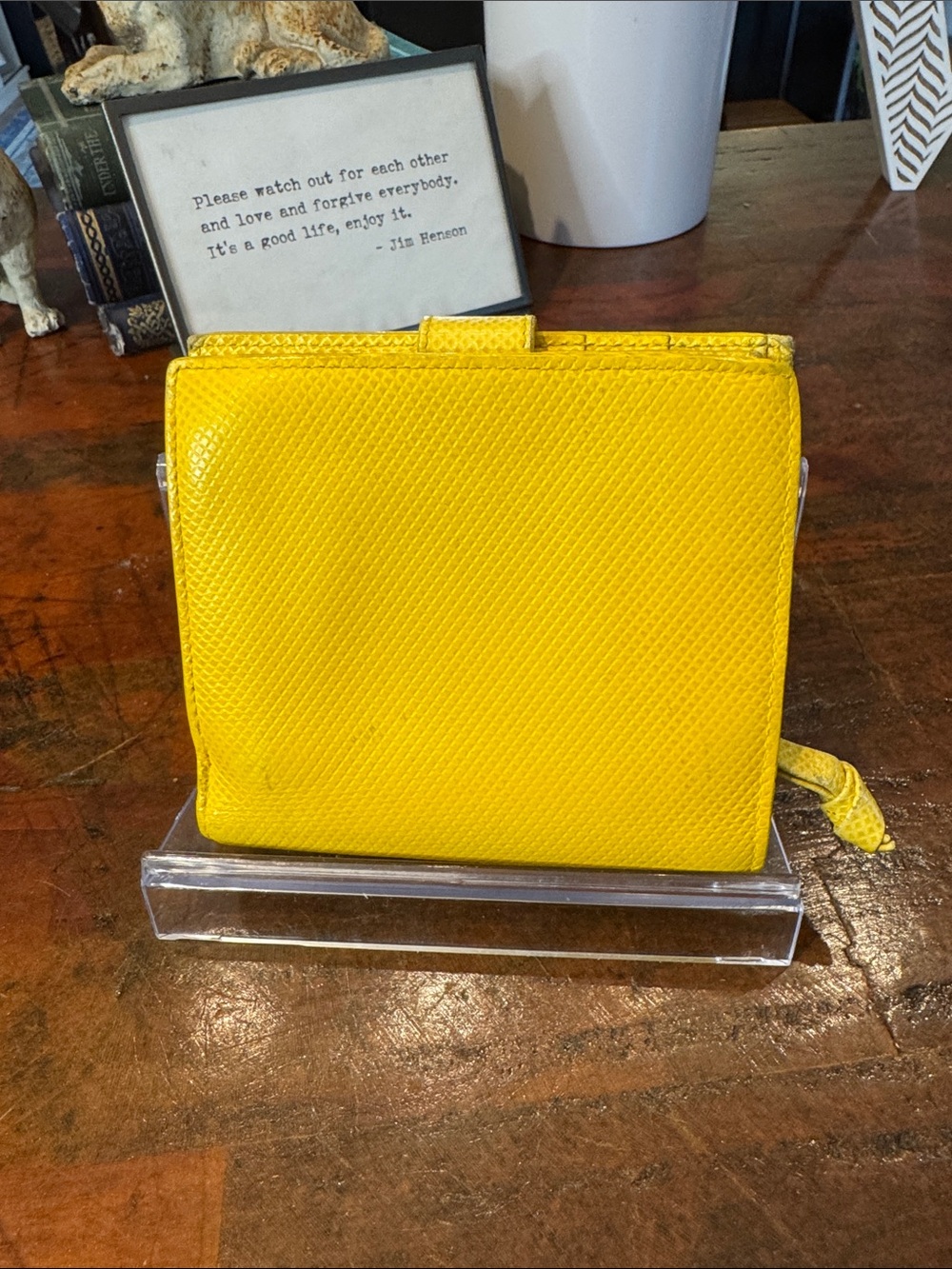 Bottega Veneta Yellow Leather Snap Wallet - Picture 2 of 16